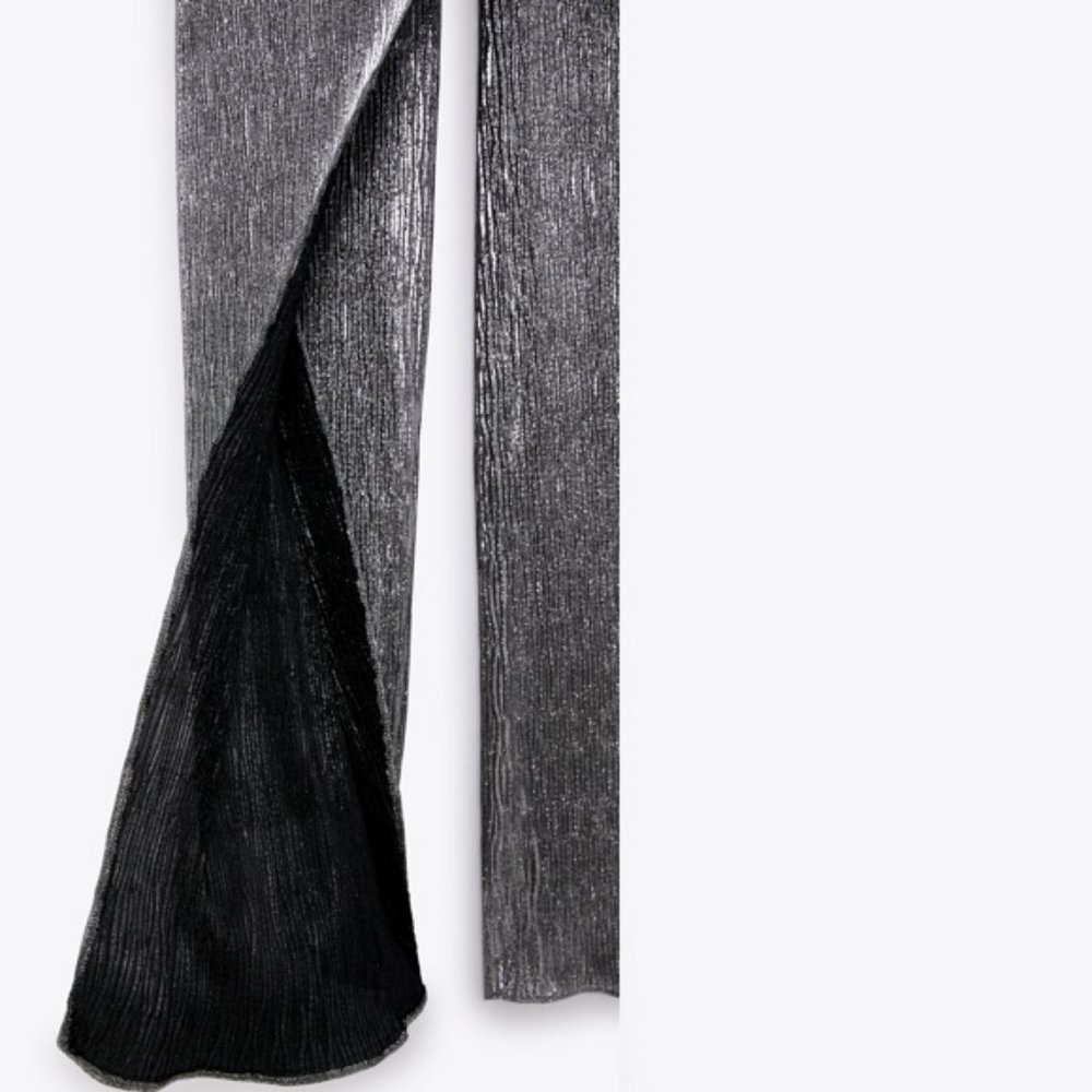 BLOGGER'S FAVE! Zara Limited Edition Sparkly Silver Wrap Front Pants SZ XS NWT - Picture 14 of 14
